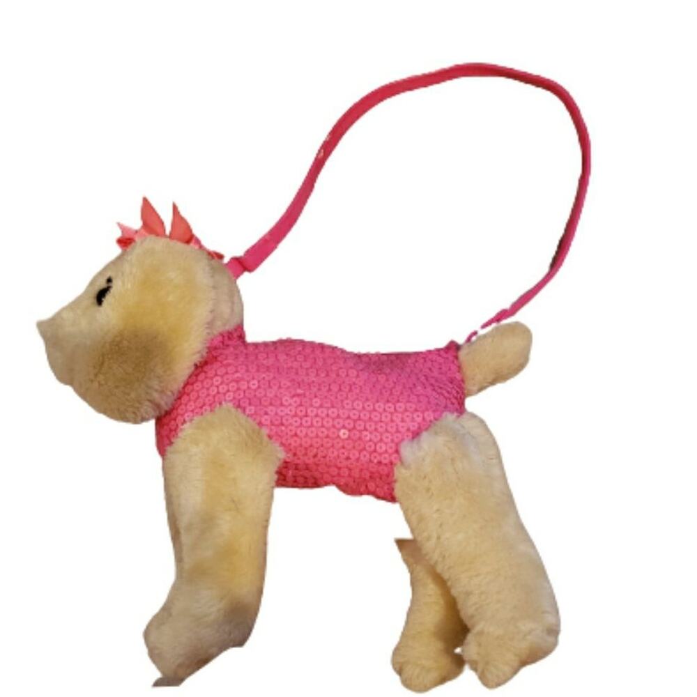 Poochie & Co Yellow Lab Pink Sequin Plush Purse